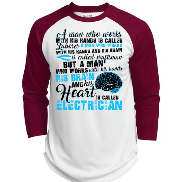 His Heart Is Called Electrician T Shirt, His Hands His Brain T Shirt, Awesome T-Shirts  (Polyester Game Baseball Jersey)