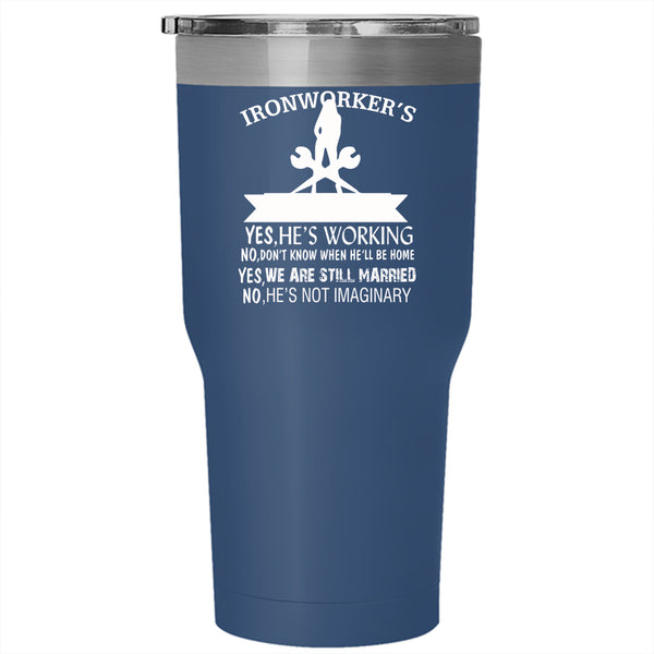 Ironworker's Wife Tumbler 30 oz Stainless Steel, Cool Just Married Travel Mug