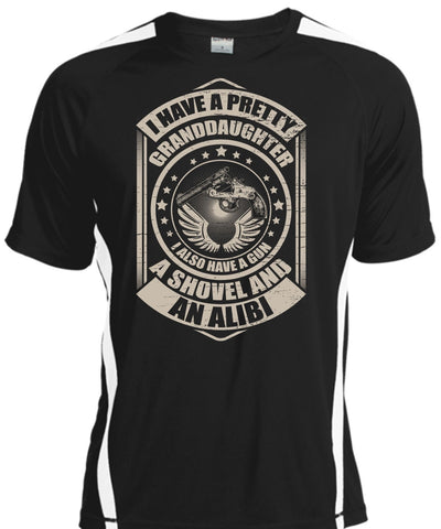 A black t-shirt with the shopify logo