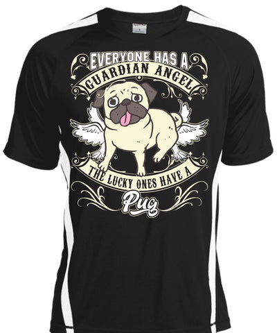 A black t-shirt with the shopify logo