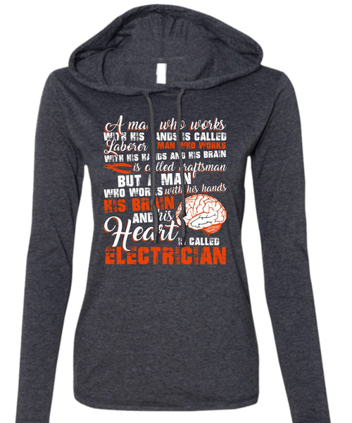His Heart Is Called Electrician T Shirt, I Love Electrician T Shirt (Anvil Ladies Ringspun Hooded)
