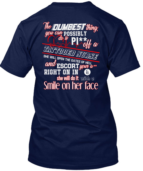 Being A Tattooed Nurse T Shirt, She Will Do It With A Smile T Shirt