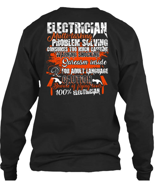 Electrician Multitasking T Shirt, Flying Tools 100% Electrician T Shirt