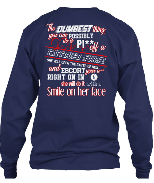 Being A Tattooed Nurse T Shirt, She Will Do It With A Smile T Shirt