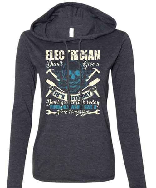Calls Me An Electrician T Shirt, Being An Electrician T Shirt (Anvil Ladies Ringspun Hooded)