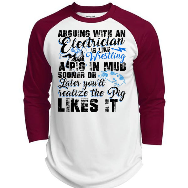 Arguing With An Electrician T Shirt, I Love Electrician T Shirt, Awesome T-Shirts  (Polyester Game Baseball Jersey)