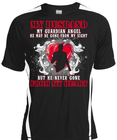 A black t-shirt with the shopify logo