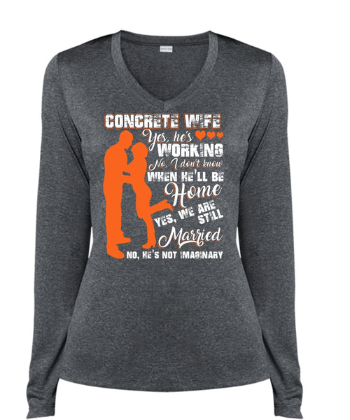 Concrete Wife T Shirt, We Are Still Married T Shirt, Cool Shirt (Ladies LS Heather V-Neck)