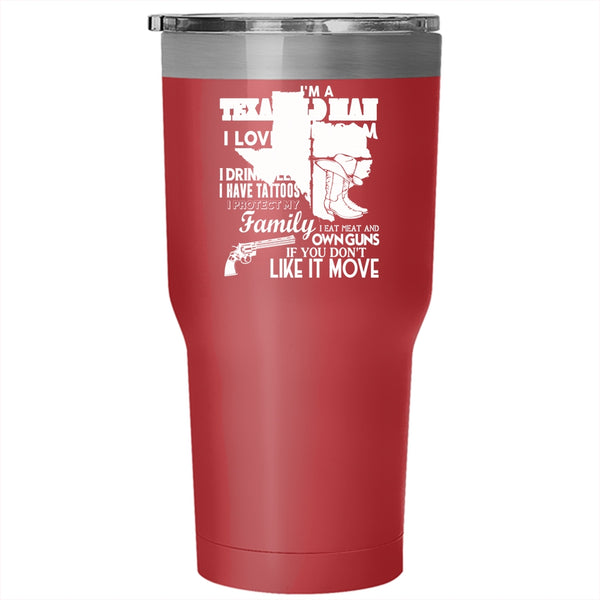 I'm A Texas Old Man Tumbler 30 oz Stainless Steel, I Love Freedom Travel Mug