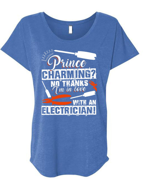 I'm In Love With An Electrician T Shirt, Being An Electrician T Shirt, Cool Shirt (Ladies' Triblend Dolman Sleeve)
