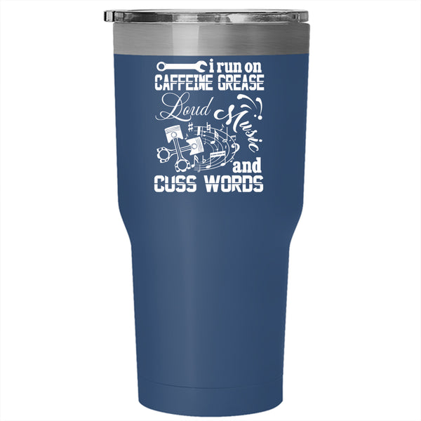 Loud Music And Cuss Words Tumbler 30 oz Stainless Steel, Cute Gift For Son Travel Mug