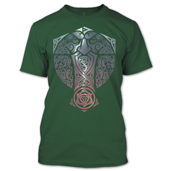 A black t-shirt with the shopify logo