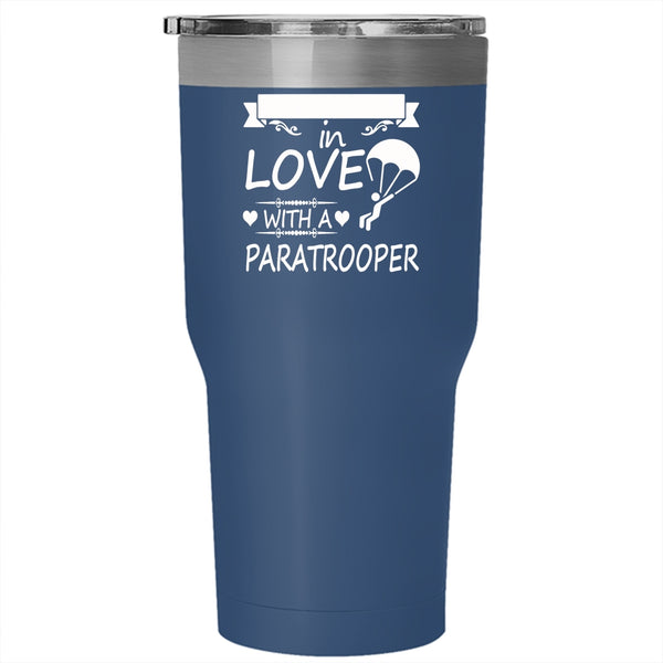 Just A Girl In Love With A Paratrooper Tumbler 30 oz Stainless Steel, Lovely Wife Travel Mug
