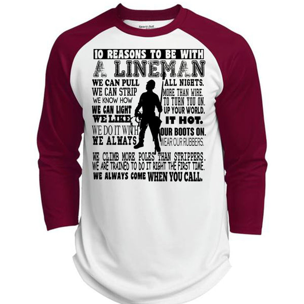 10 Reasons To Be With A Lineman T Shirt, Being An Lineman T Shirt, Awesome T-Shirts  (Polyester Game Baseball Jersey)
