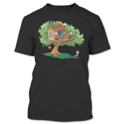 A black t-shirt with the shopify logo