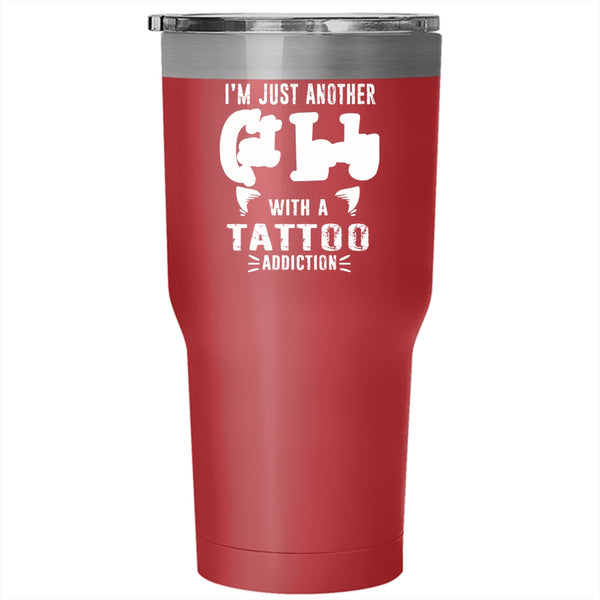 I'm Just Another Cat Lady With A Tattoo Tumbler 30 oz Stainless Steel, Cute Cats Travel Mug