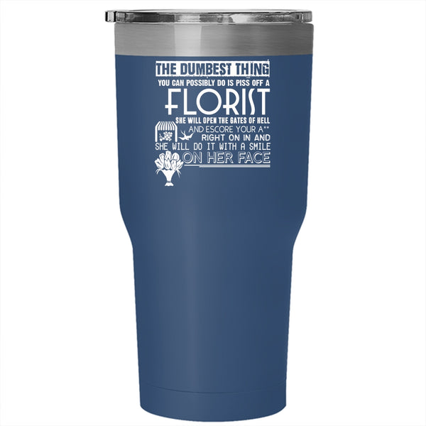 Florist Tumbler 30 oz Stainless Steel, I Love Flowers Travel Mug