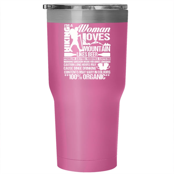 I'm A Hiking Woman Loves Mountain Tumbler 30 oz Stainless Steel, Funny Beer Drinker Travel Mug