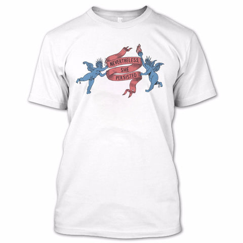 A black t-shirt with the shopify logo