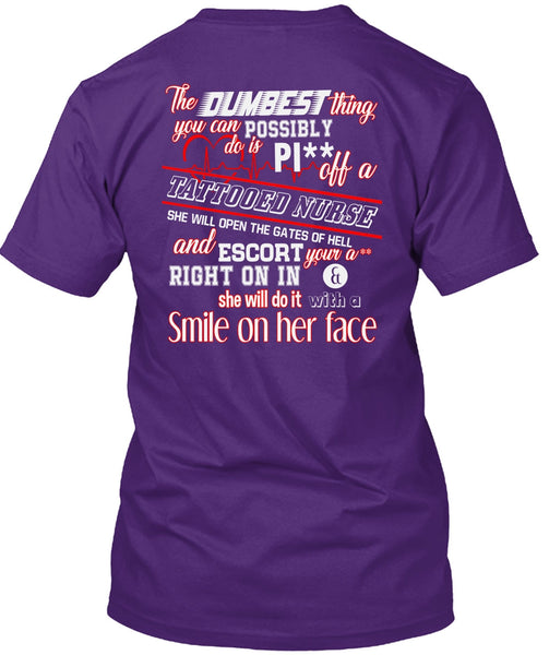 Being A Tattooed Nurse T Shirt, She Will Do It With A Smile T Shirt