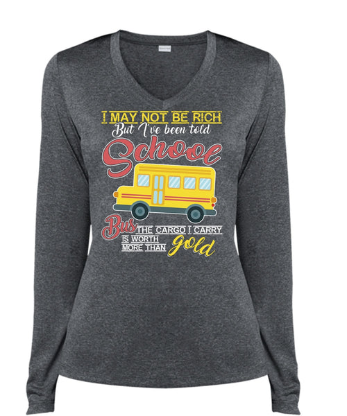 I've Been Told School Bus T Shirt, Being A Bus Driver T Shirt, Cool Shirt (Ladies LS Heather V-Neck)