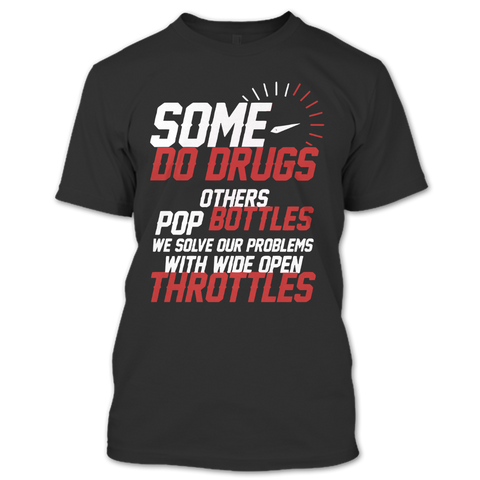 A black t-shirt with the shopify logo