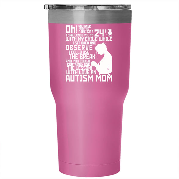 Love An Autism Mom Tumbler 30 oz Stainless Steel, Cute Mom Travel Mug