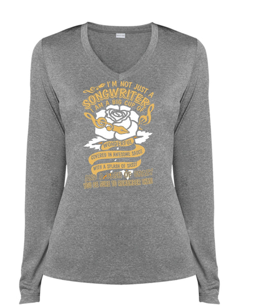 I'm Not Just A Songwriter T Shirt, Being A Writer T Shirt, Cool Shirt (Ladies LS Heather V-Neck)