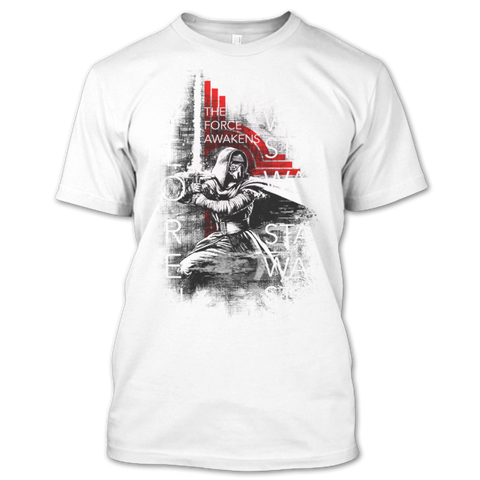 A black t-shirt with the shopify logo