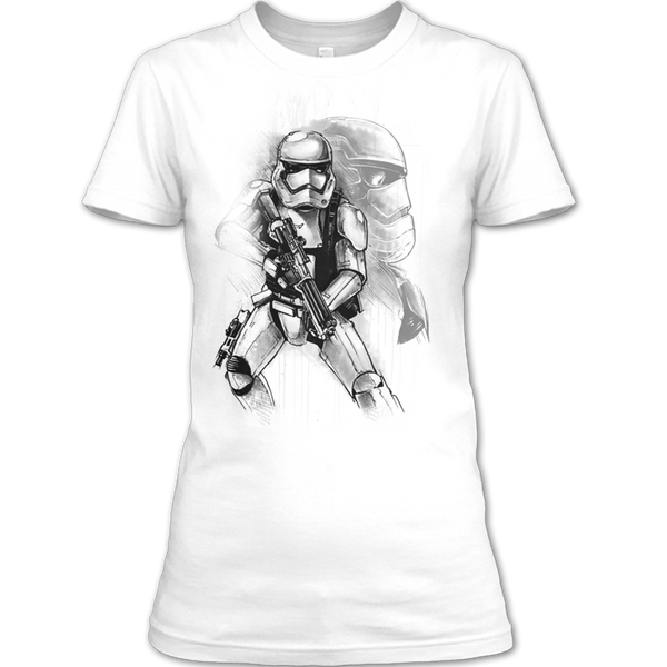 A black t-shirt with the shopify logo