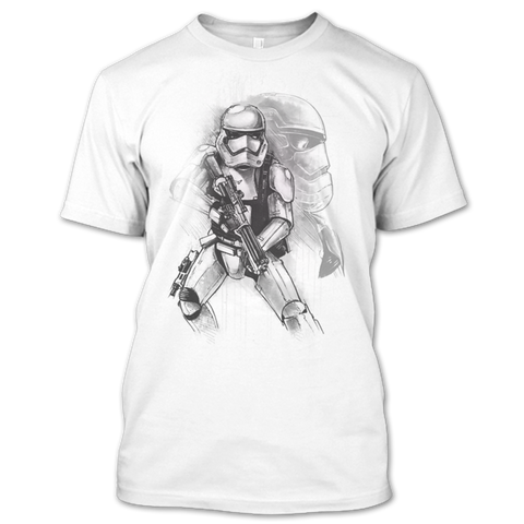 A black t-shirt with the shopify logo