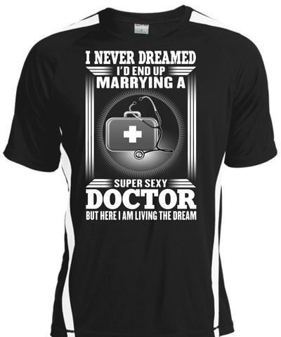 A black t-shirt with the shopify logo