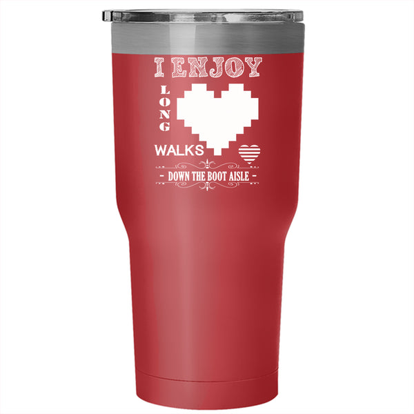 I Enjoy Long Romantic Walks Tumbler 30 oz Stainless Steel, Cute Heart Travel Mug