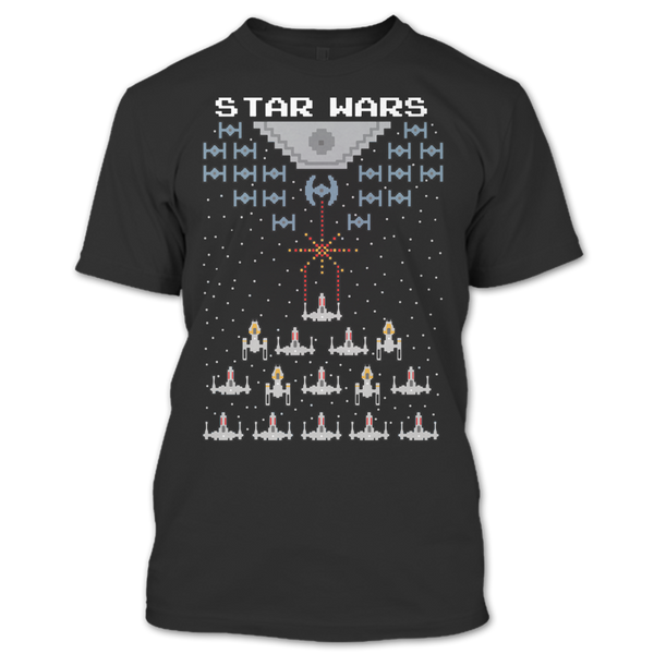 A black t-shirt with the shopify logo