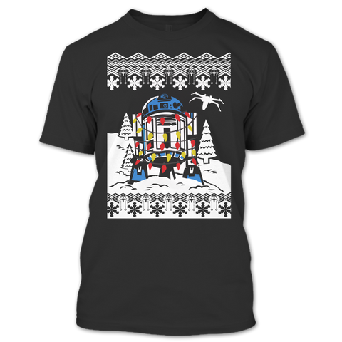 A black t-shirt with the shopify logo