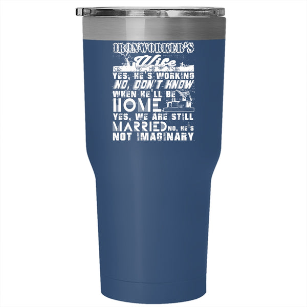 Ironworker's Wife Tumbler 30 oz Stainless Steel, Beautiful Wife Travel Mug
