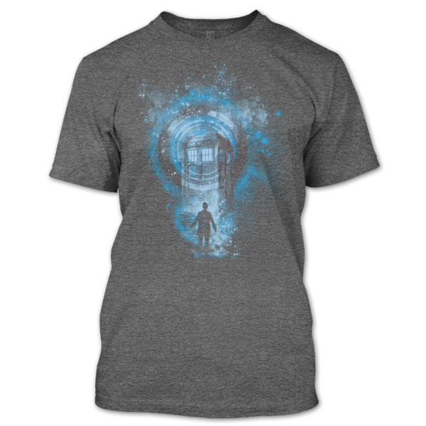 A black t-shirt with the shopify logo