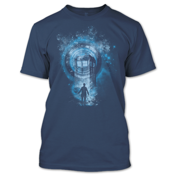 A black t-shirt with the shopify logo