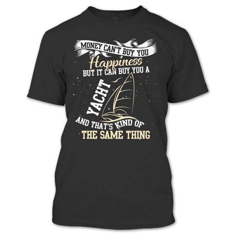 A black t-shirt with the shopify logo