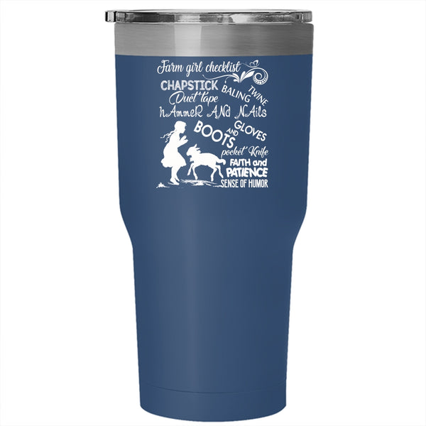 Farm Girl Checklist Tumbler 30 oz Stainless Steel, Beautiful Girls Travel Mug