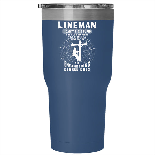 Lineman Tumbler 30 oz Stainless Steel, Engineering degree Travel Mug