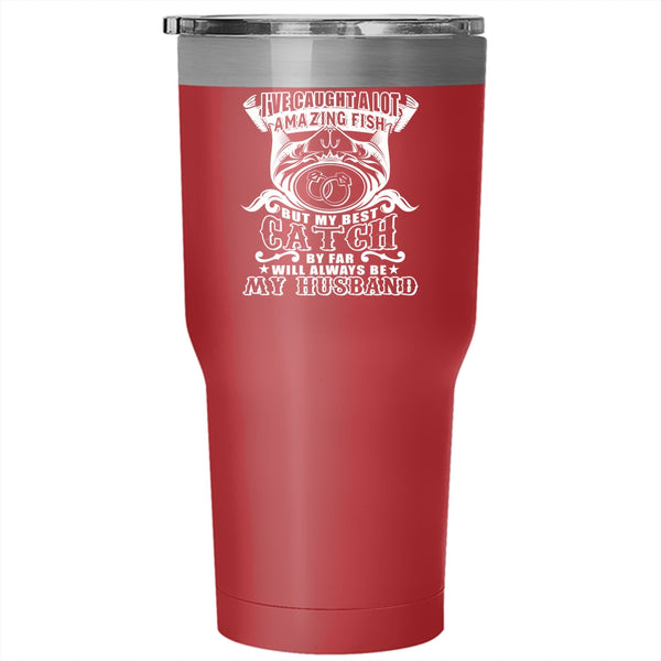 I Love Fishing Tumbler 30 oz Stainless Steel, My Husband Travel Mug