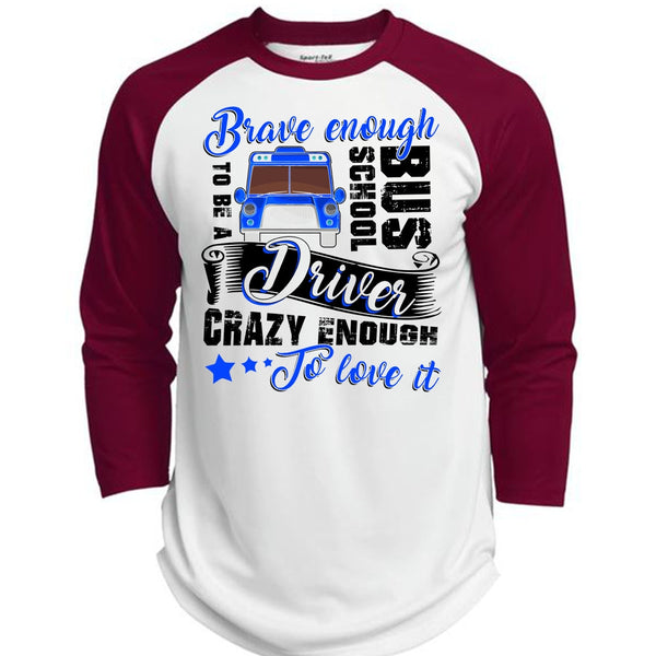 Brave Enough To Be A School Bus Driver T Shirt, I Love Bus T Shirt, Awesome T-Shirts  (Polyester Game Baseball Jersey)