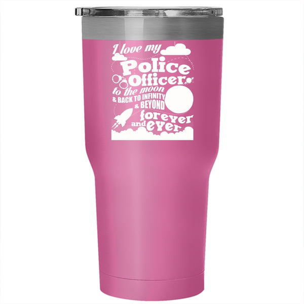 I Love My Police Officer To The Moon And Back Tumbler 30 oz Stainless Steel, Cool Couple Travel Mug