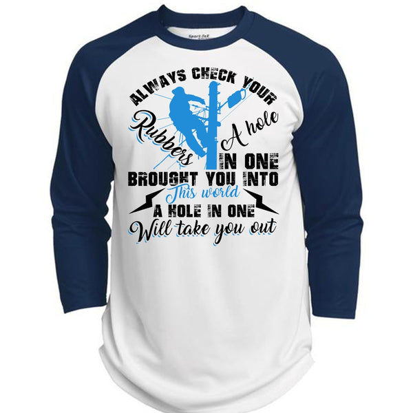 Always Check Your Rubbers A Hole T Shirt, I Love Electrician T Shirt, Awesome T-Shirts  (Polyester Game Baseball Jersey)