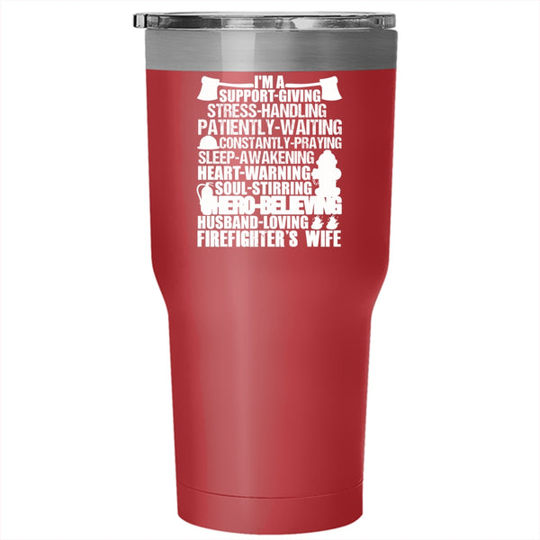 I'm A Firefighter's Wife Tumbler 30 oz Stainless Steel, I Love My Firefighter Travel Mug