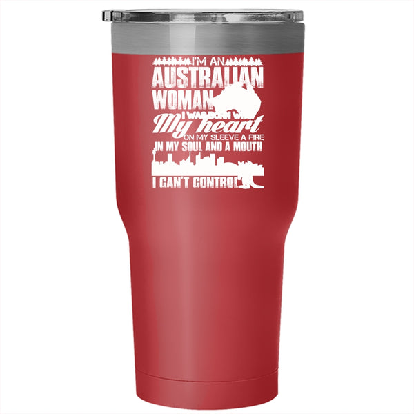 I'm An Australian Woman Tumbler 30 oz Stainless Steel, I Was Born With My Heart Travel Mug