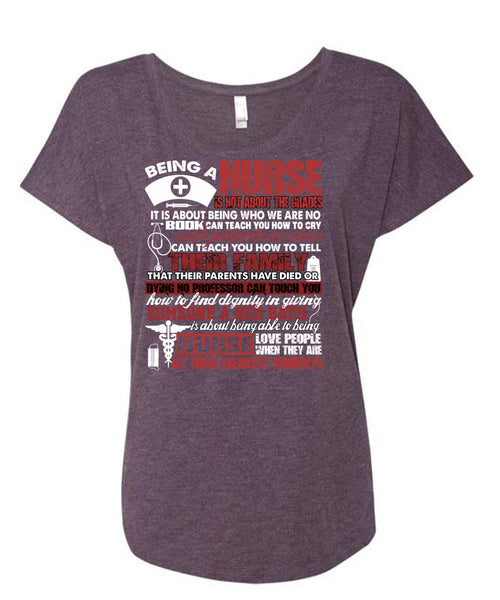 Being A Nurse T Shirt, Nurse Love People T Shirt, Cool Shirt (Ladies' Triblend Dolman Sleeve)