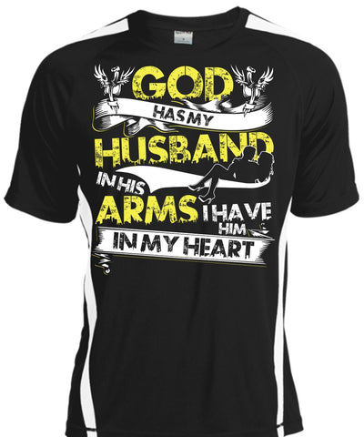 A black t-shirt with the shopify logo