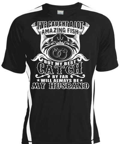 A black t-shirt with the shopify logo